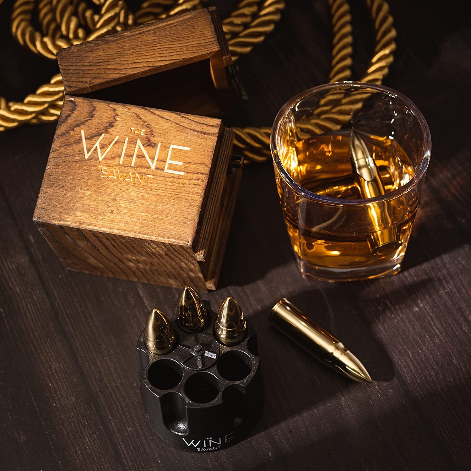 Amazon｜ウイスキーストーン 弾丸 ステンレススチール 木製ギフト